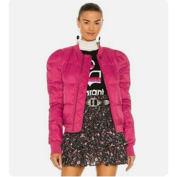 New Isabel Marant ÉToile Cody Padded Bomber Jacket Barbiecore Size 36 / US 4